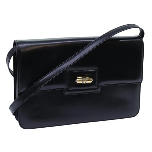 GUCCI Shoulder Bag Leather Black Auth 72713 - Picture 1 of 15